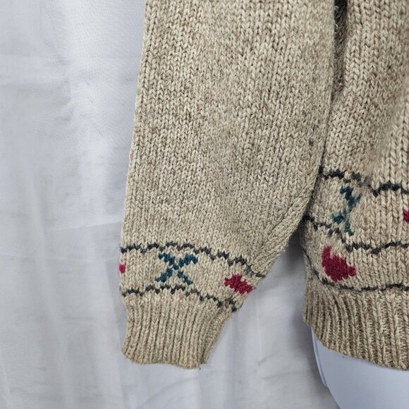 Vintage Eddie Bauer Tan Wool Rocking Horse Sweater Preppy Cabincore M - Picture 3 of 11